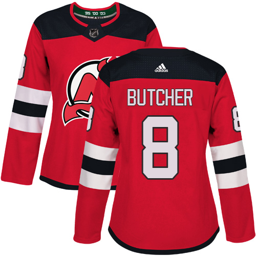 Adidas New Jersey Devils 8 Will Butcher Red Home Authentic Women Stitched NHL Jersey